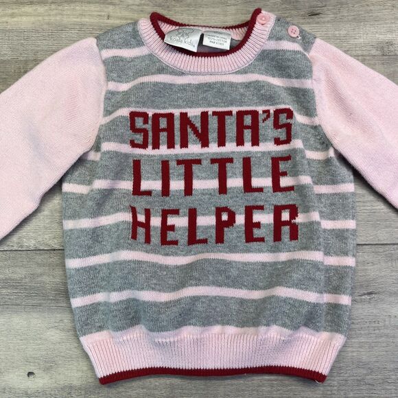 Koala Kids  Knit Crew Neck Sweater Pink Red 12 Mo Santas Little Helper Reindeer - Picture 1 of 14